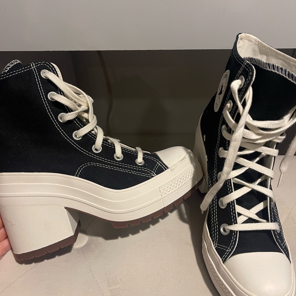 Black and White High-Top Platform Sneakers